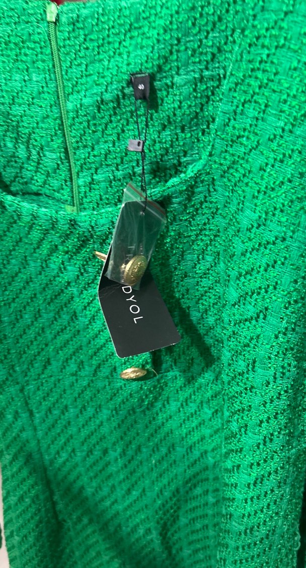 Düğmeli Yeşil Triko Midi Elbise - Görsel 3