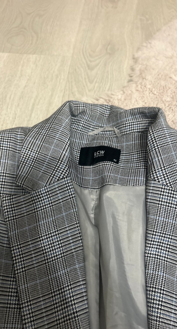 Gri Düğmeli Kadın Blazer Ceket - Görsel 3