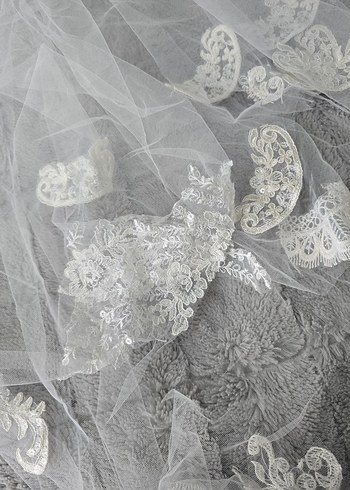 Uzun Kollu Straplez Beyaz A Kesim Gelinlik - Görsel 14