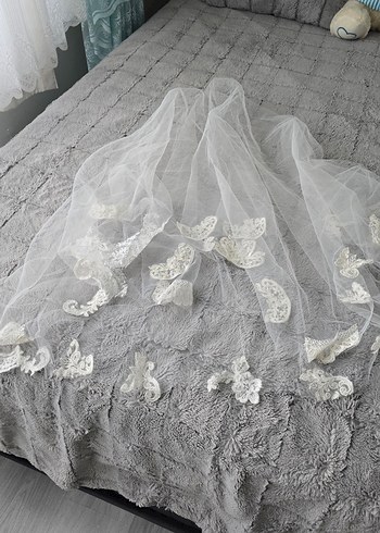 Uzun Kollu Straplez Beyaz A Kesim Gelinlik - Görsel 13