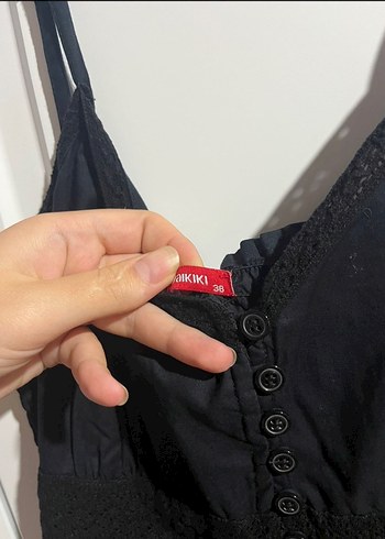 m Beden LCW Siyah Uzun Pamuklu V Yakalı Gotik Elbise