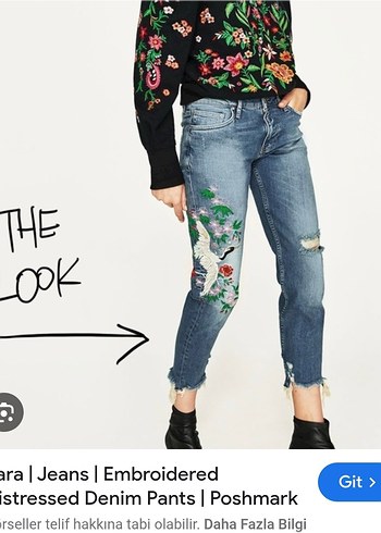 Zara Crane Embroidered jean