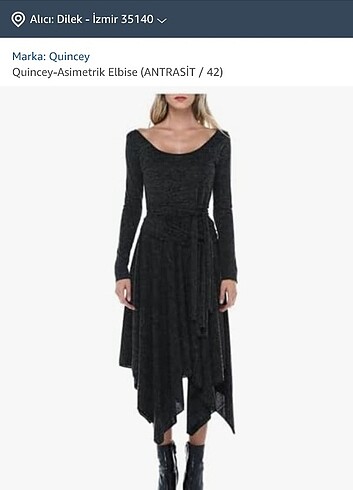 m Beden Quincey asimetrik antrasit elbise