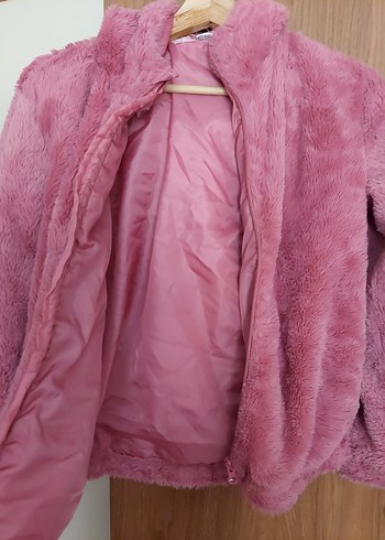 Kız Çocuk Pembe Kürklü Sokak Stili Mont