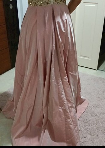 Pembe Drapeli Uzun Abiye Elbise - Görsel 8