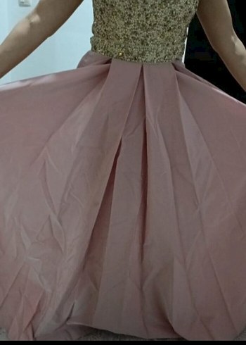 Pembe Drapeli Uzun Abiye Elbise - Görsel 5