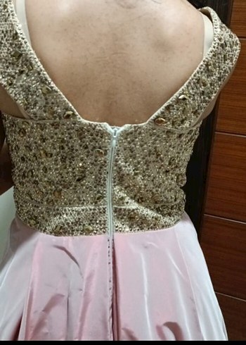 Pembe Drapeli Uzun Abiye Elbise - Görsel 2