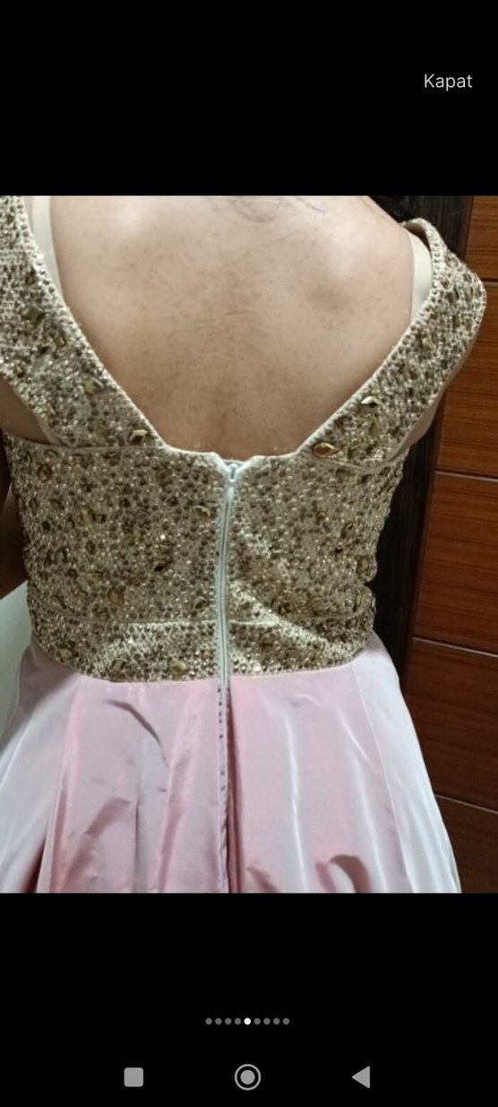 Pembe Drapeli Uzun Abiye Elbise - Görsel 2