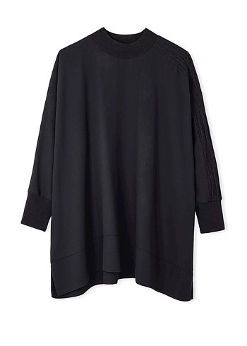 Siyah Yüksek Yakalı Kadın Sweatshirt - Görsel 3