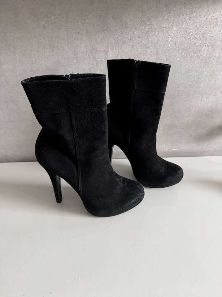 Siyah Platformlu Süet Topuklu Ayakkabı - Görsel 5