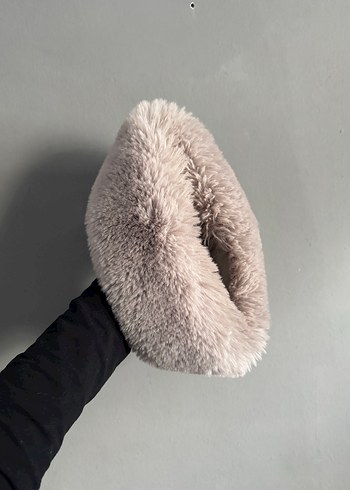 Bej Kürk Detaylı Kadın Atkı - Görsel 4