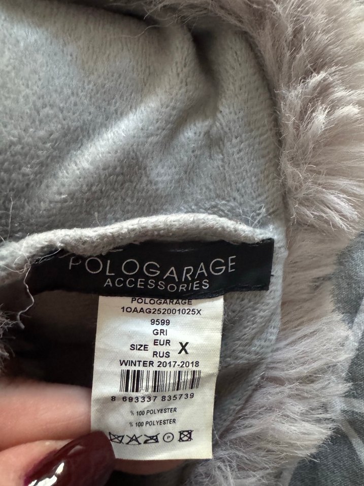 Bej Kürk Detaylı Kadın Atkı - Görsel 3