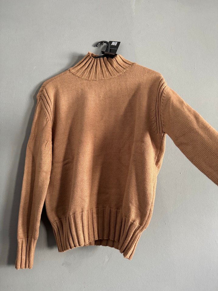 Bej Boğazlı Triko Kadın Kazak - Görsel 2