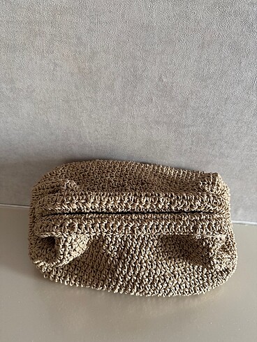 Beden camel Renk Hasır Clutch Çanta