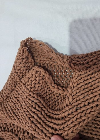 Kahverengi Bohem Örgü Boğazlı Süveter - Görsel 6