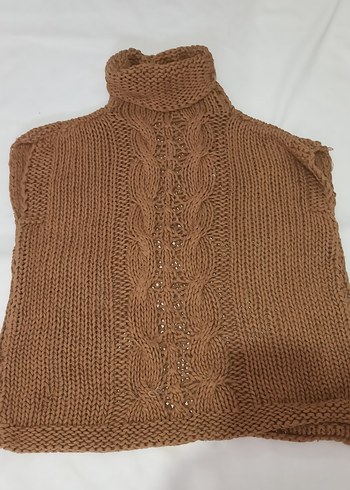 Kahverengi Bohem Örgü Boğazlı Süveter - Görsel 3