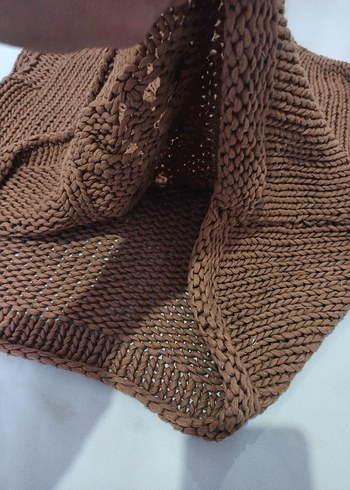 Kahverengi Bohem Örgü Boğazlı Süveter - Görsel 7