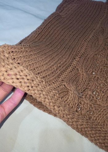 Kahverengi Bohem Örgü Boğazlı Süveter - Görsel 4