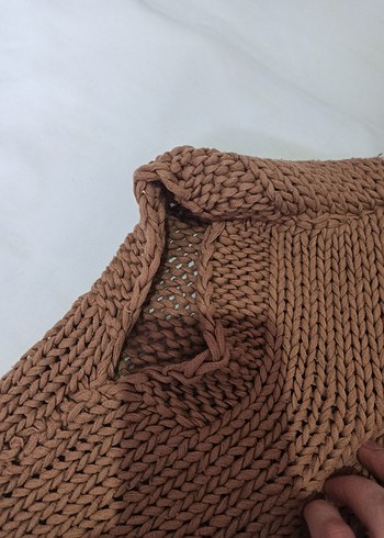 Kahverengi Bohem Örgü Boğazlı Süveter - Görsel 2