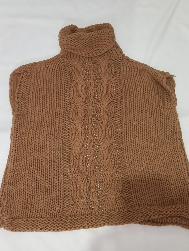 Kahverengi Bohem Örgü Boğazlı Süveter - Görsel 3