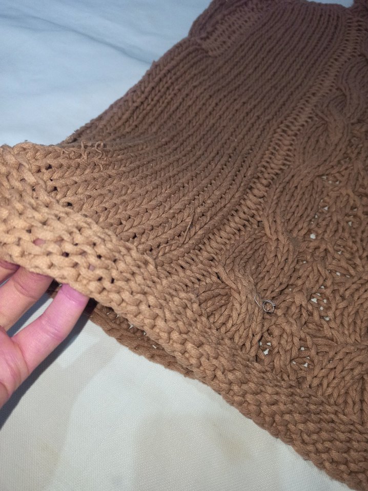 Kahverengi Bohem Örgü Boğazlı Süveter - Görsel 4