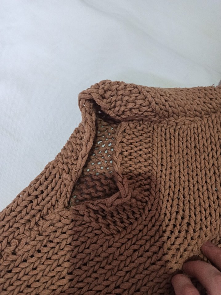 Kahverengi Bohem Örgü Boğazlı Süveter - Görsel 2
