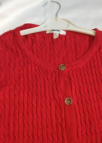 Kırmızı Örgü Kadın Hırka - Görsel 2