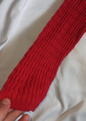 Kırmızı Örgü Kadın Hırka - Görsel 4