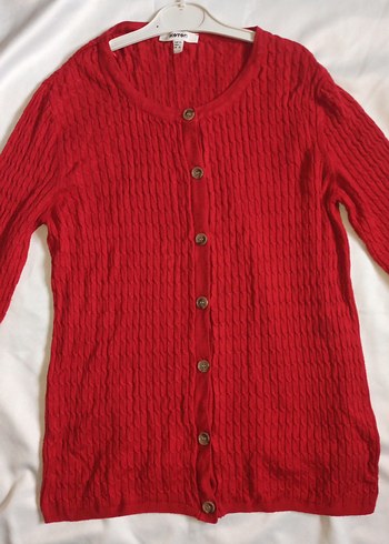 Kırmızı Örgü Kadın Hırka - Görsel 6