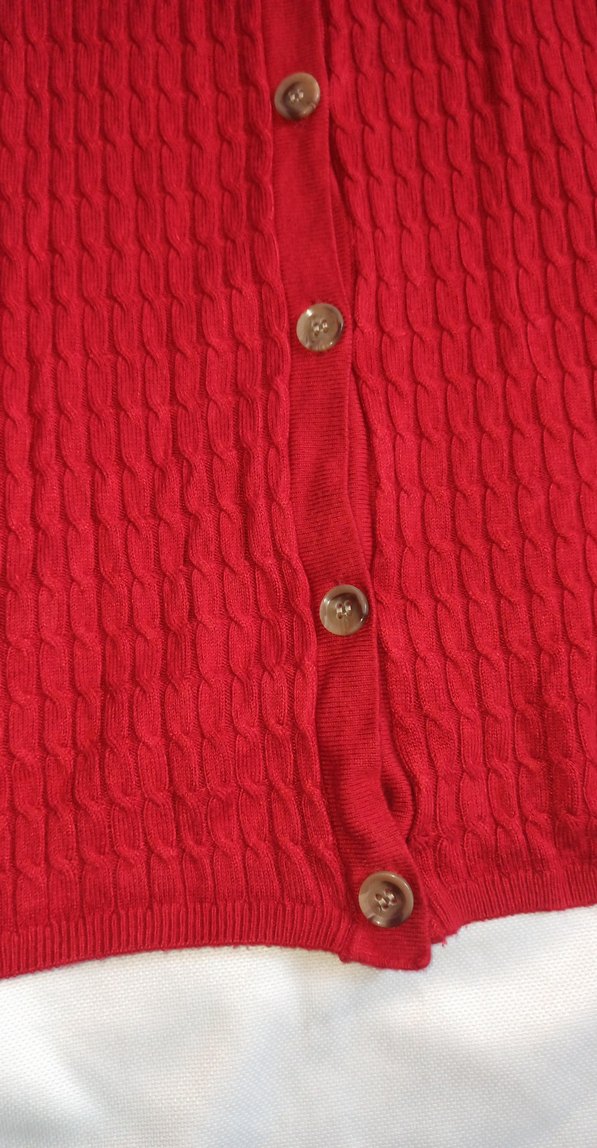 Kırmızı Örgü Kadın Hırka - Görsel 5