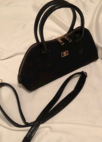 Siyah Süet Deri Fermuarlı Kadın Çantası - Görsel 2