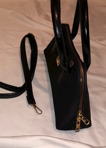 Siyah Süet Deri Fermuarlı Kadın Çantası - Görsel 9