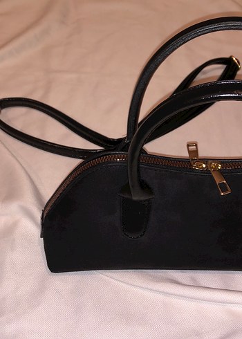 Siyah Süet Deri Fermuarlı Kadın Çantası - Görsel 6