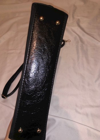 Siyah Süet Deri Fermuarlı Kadın Çantası - Görsel 17