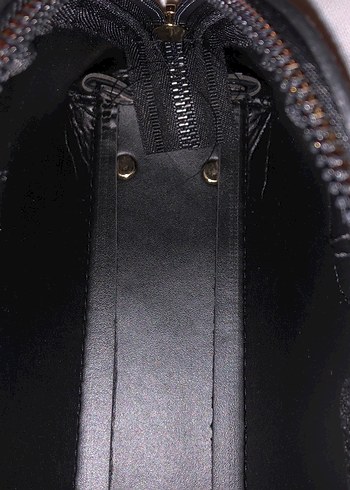 Siyah Süet Deri Fermuarlı Kadın Çantası - Görsel 7