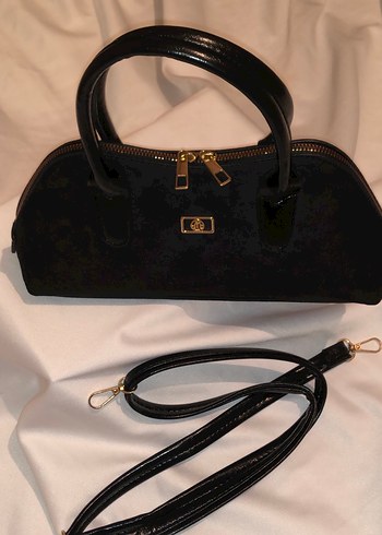 Siyah Süet Deri Fermuarlı Kadın Çantası - Görsel 3