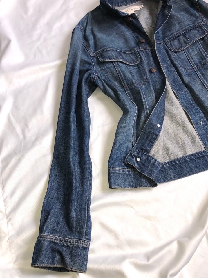 Düğmeli Mavi Denim Kadın Ceket - Görsel 4