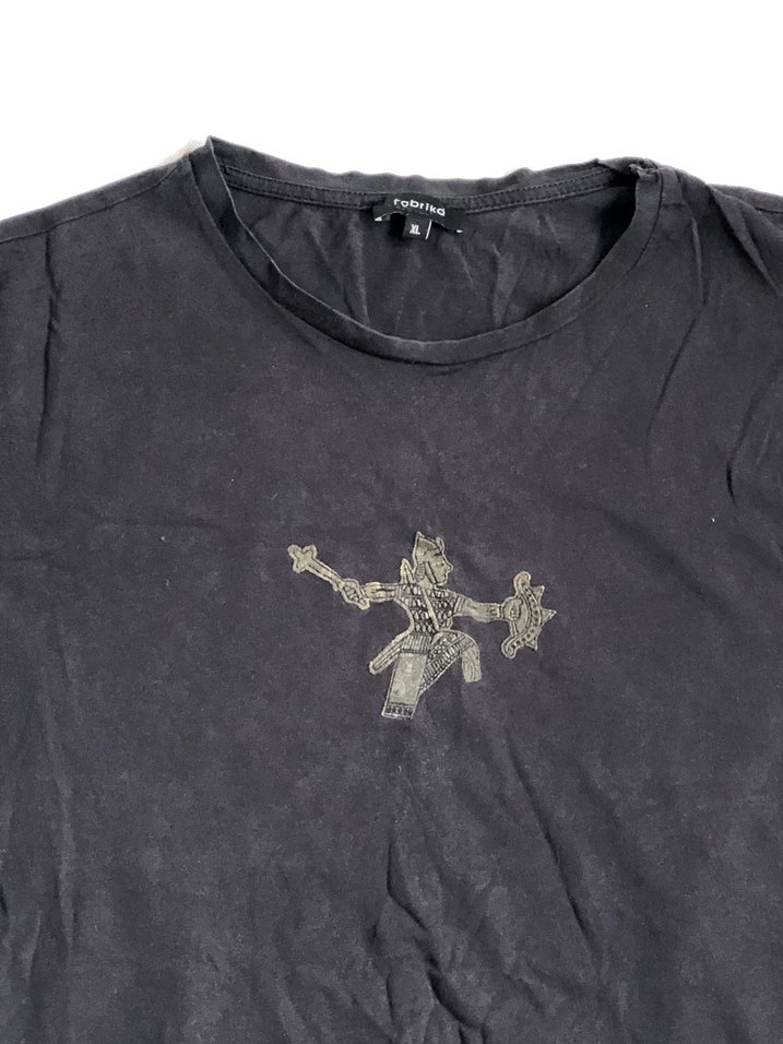 Siyah Baskılı Erkek Keten Tişört - Görsel 2