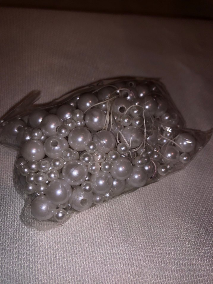 Boncuk İşlemeli Beyaz Broş - Görsel 2