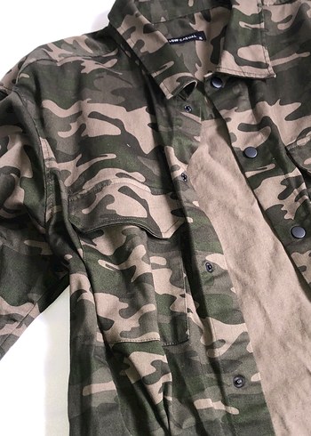 Kadın Kamuflaj Düğmeli Ceket - Görsel 5