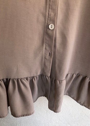 Düğmeli Bej Uzun Kollu Kadın Tunik - Görsel 6