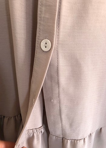 Düğmeli Bej Uzun Kollu Kadın Tunik - Görsel 5