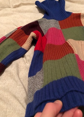 Renkli Bohem Balıkçı Yaka Triko Kazak - Görsel 4