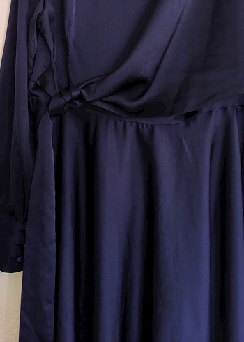 Uzun Lacivert Kadın Elbise - Görsel 2