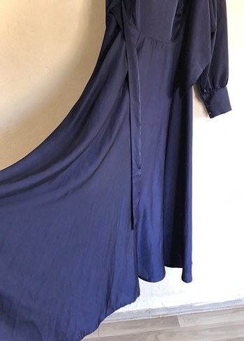 Uzun Lacivert Kadın Elbise - Görsel 9