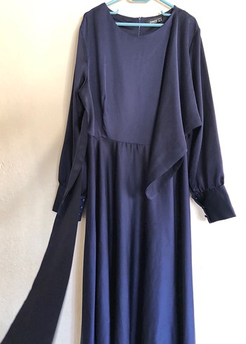 Uzun Lacivert Kadın Elbise - Görsel 5