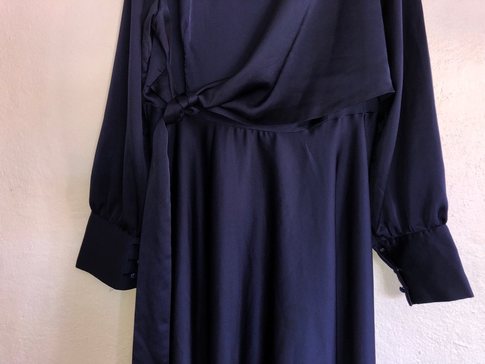 Uzun Lacivert Kadın Elbise - Görsel 2