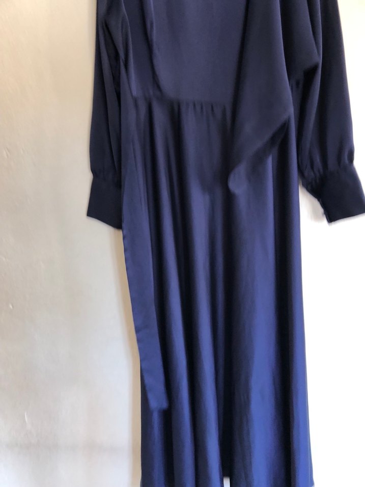 Uzun Lacivert Kadın Elbise - Görsel 4