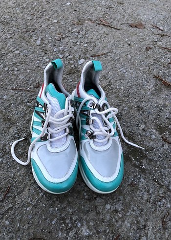 Renkli Bağcıklı Kadın Spor Ayakkabısı - Görsel 5