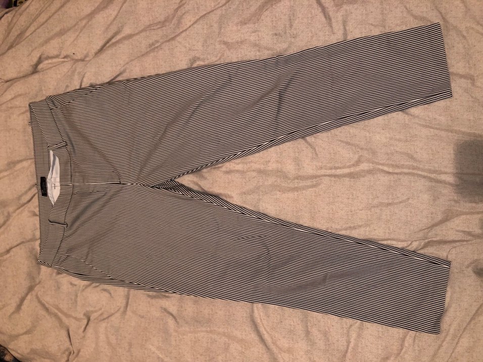 Gri Çizgili Kadın Kumaş Pantolon - Görsel 3